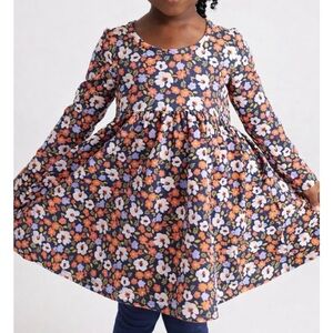 Quince Organic Cotton Floral Long Sleeve Skater Style Dress Girls Size 5T